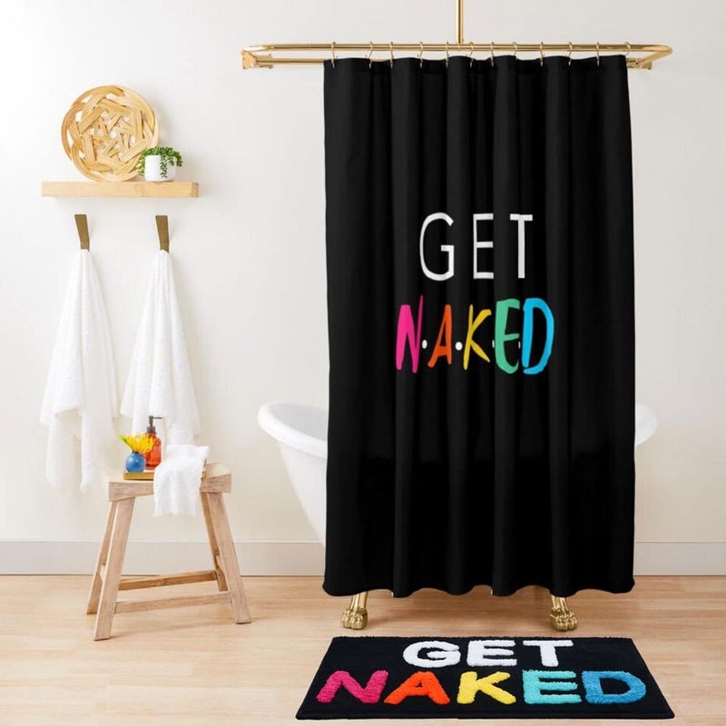 BOVEU Get Naked Bath Mat Bathroom Rugs Non Slip Absorbent Bath Rugs Funny Bathroom D?cor  Multicolor Bath Mat for Tub and Shower  Machine Washable  32"" x 20""  Black - Image 2