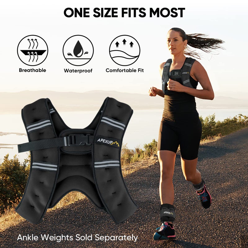 APEXUP 5lbs Weighted Vest Men Women, Weight Vest for Women Workout Equipment for Strength Training Running (Black) - Image 5