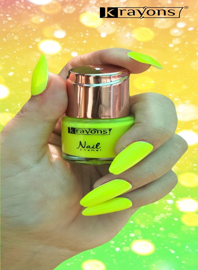 Krayons Crazy Gel Nail Enamel, Waterproof, Longlasting, Neon Green, Neon Yellow, Black Shadow, 8ml Each, Combo (Pack of 3) - Image 3