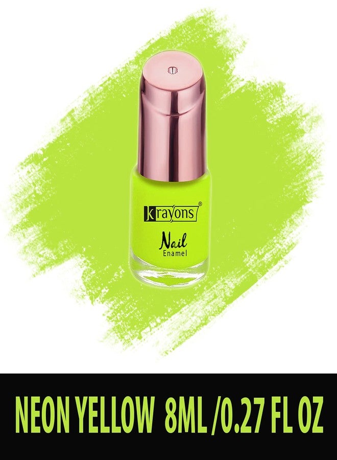 Krayons Crazy Gel Nail Enamel, Waterproof, Longlasting, Neon Green, Neon Yellow, Black Shadow, 8ml Each, Combo (Pack of 3) - Image 2
