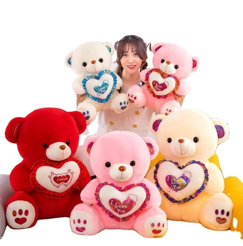 Y&D Teddy Bear with Heart Valentine's Day Soft Personalized Plush Cotton Anime Stuffed Animal Toy – Light-Up LED Features, Cuddly Gift for Kids and Adults - Image 2