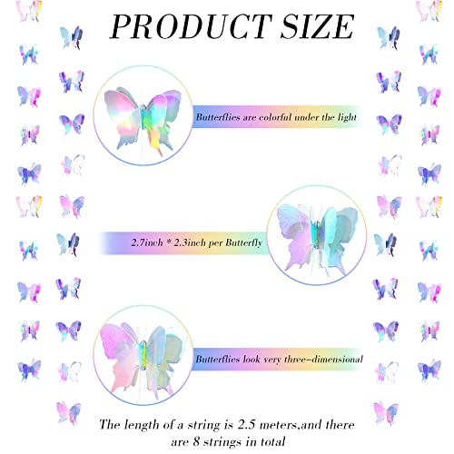Zonon 8 Pieces 3D Butterfly Hanging Garlands Decoration Butterfly Paper Party Streamers Backdrop for Wedding Birthday Fairly Baby Shower Holiday Party Decorations (2.8 x 2.4 Inches) - Image 2