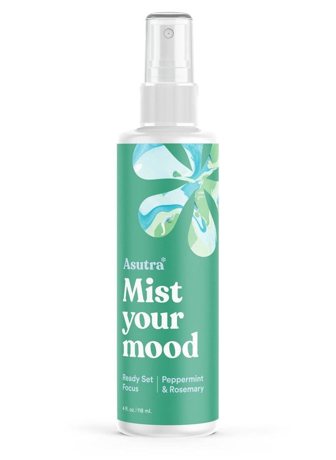Asutra Multi-Use Essential Oil Aromatherapy Spray (Peppermint & Rosemary), 4 fl oz – Mist for Face, Body, Rooms & Linens – Car, Fabric, and Bathroom Freshener  - Image 1