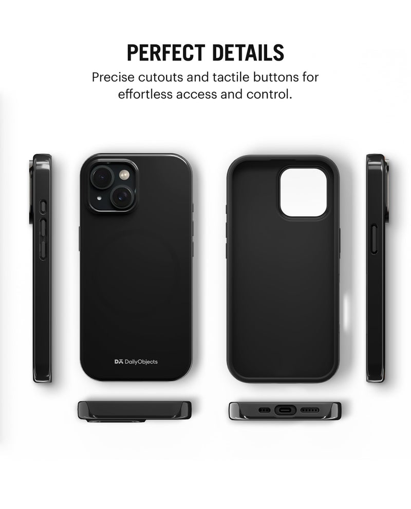 DailyObjects Polycarbonate Enamel Bumper Magsafe Case for iPhone 15 Plus Compatible with Mag-Safe Wireless Charging | Black Hybrid Magnetic Back Cover - Image 5