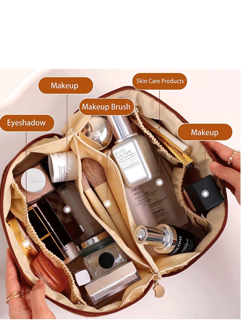 GROWSTEADY Large Capacity Travel Cosmetic Bag Multifunctional Storage Makeup Bag PU Leather Makeup Bag - Image 2