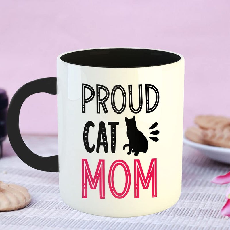 YaaNaa Coffee Mug Mothers Day Quotes Proud Cat Mom Gift for Mothers Day Gift for Mom Working Women R609BK - Image 2
