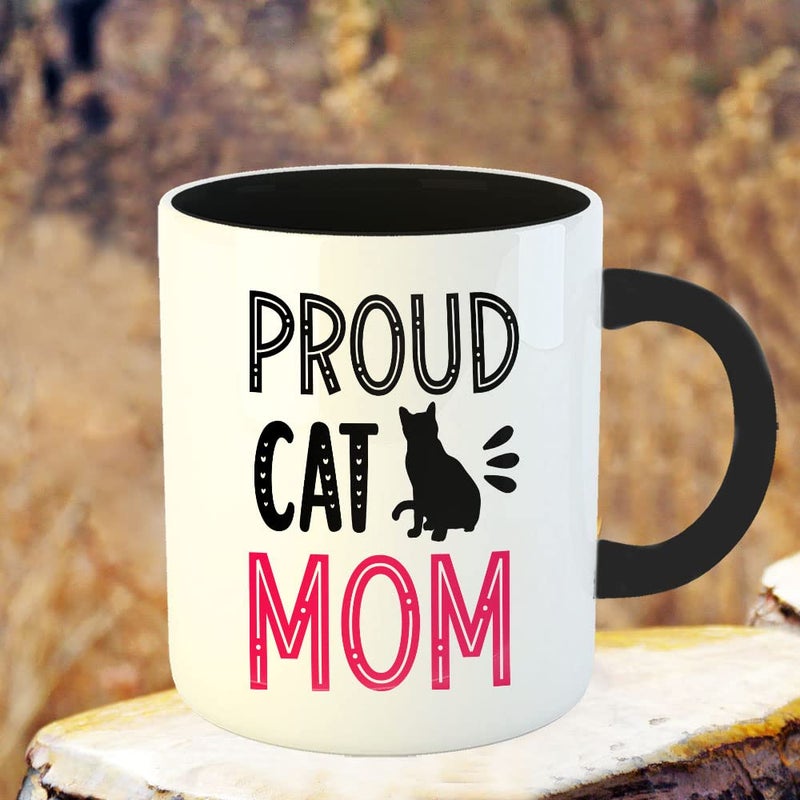 YaaNaa Coffee Mug Mothers Day Quotes Proud Cat Mom Gift for Mothers Day Gift for Mom Working Women R609BK - Image 3
