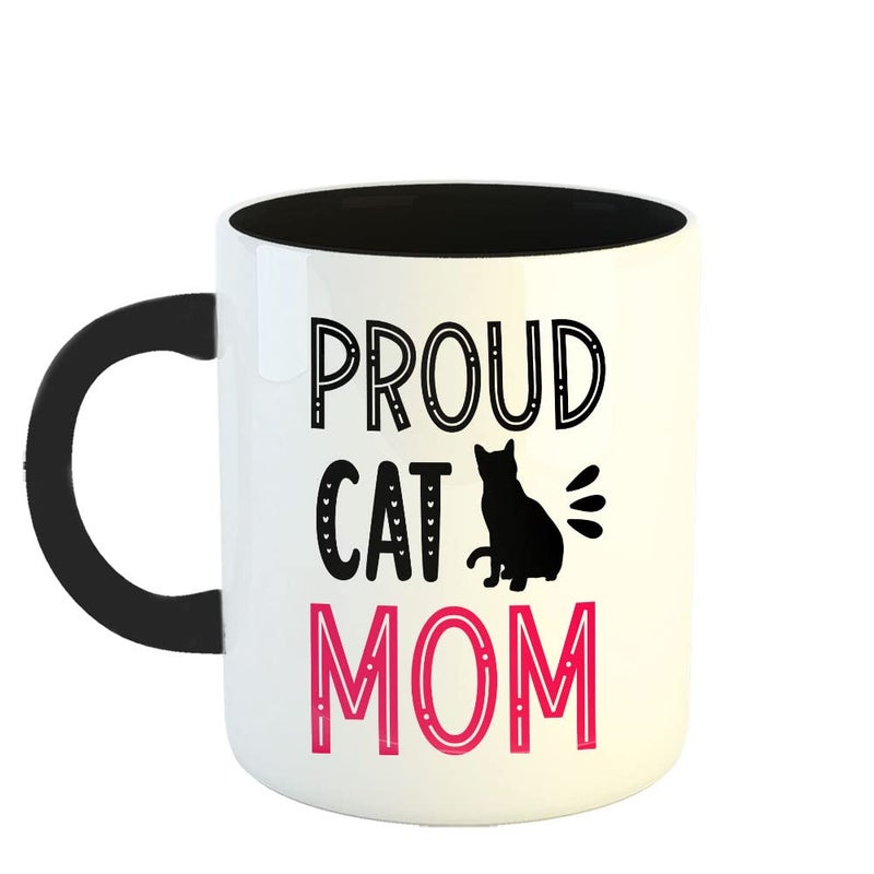 YaaNaa Coffee Mug Mothers Day Quotes Proud Cat Mom Gift for Mothers Day Gift for Mom Working Women R609BK - Image 1
