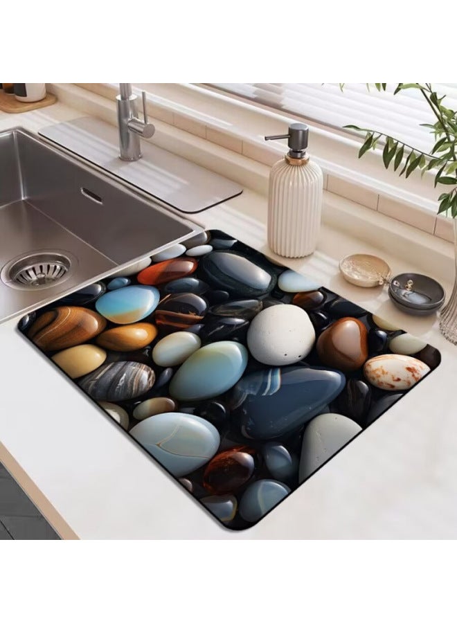 Kitchen Drain Mat Coffee Maker Bar Mat Placemat Coaster Absorbent Bowl Drying Heat Insulation Mat Technology Cloth Anti-perm Mat-Color:5-Specifications:40*50cm - Image 1