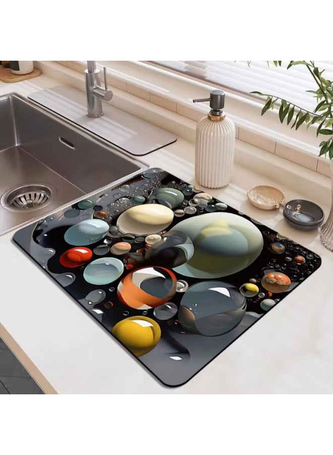 Kitchen Drain Mat Coffee Maker Bar Mat Placemat Coaster Absorbent Bowl Drying Heat Insulation Mat Technology Cloth Anti-perm Mat-Color:5-Specifications:40*50cm - Image 3