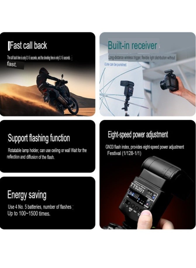 Godox TT520II Photography Light, Wireless Transmission Portable Fill Light, Strobe Light With Control Panel, Studio Light With LCD Display, (TT520II Standard With Batteries Magnetic Chuck Plus Semi Circular Soft Light Cover) - Image 4