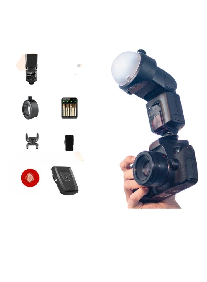 Godox TT520II Photography Light, Wireless Transmission Portable Fill Light, Strobe Light With Control Panel, Studio Light With LCD Display, (TT520II Standard With Batteries Magnetic Chuck Plus Semi Circular Soft Light Cover) - Image 1