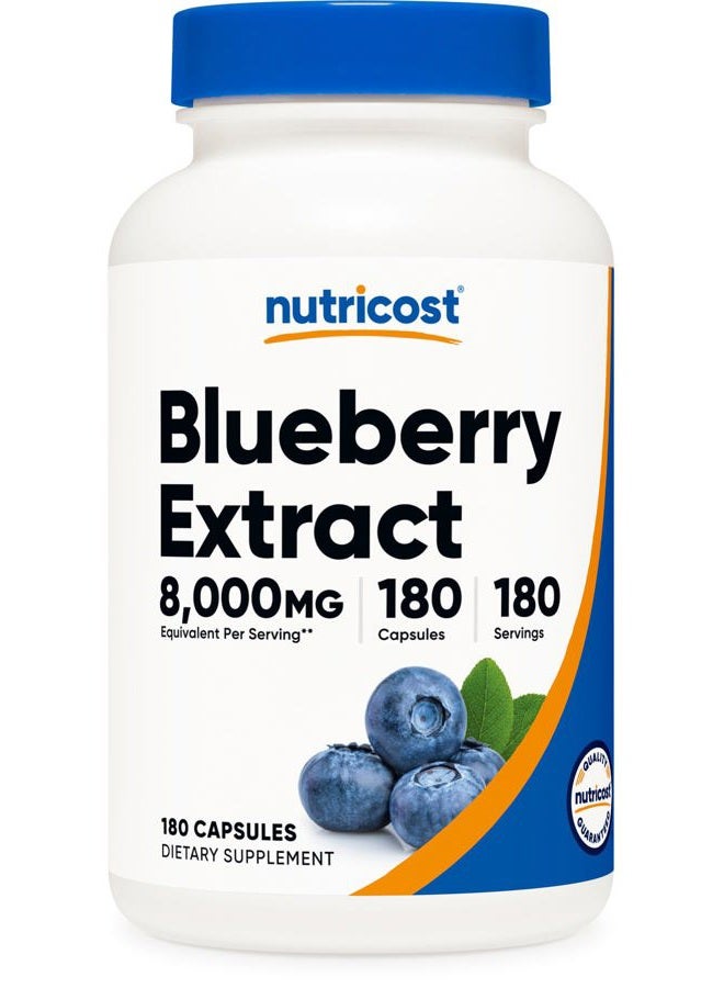 Nutricost Blueberry Extract 8000mg Equivalent (from 160mg of 50:1 Extract), 180 Capsules - Vegetarian, Gluten Free and Non-GMO - Image 1
