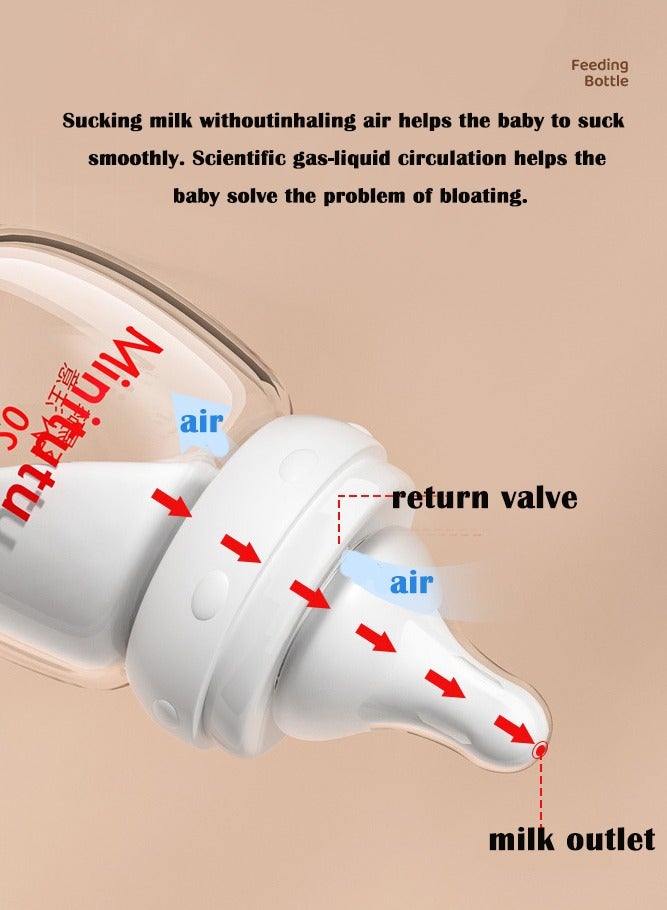 Minitutu Natural Glass Bottle With Dummy for Newborns, 80 ML - Image 4