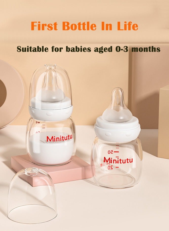 Minitutu Natural Glass Bottle With Dummy for Newborns, 80 ML - Image 3