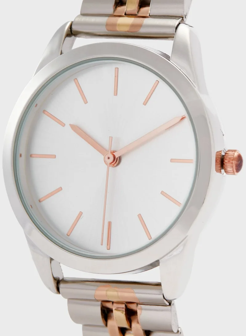 ELLA Tri Tone Watch and Bracelet Gift Set