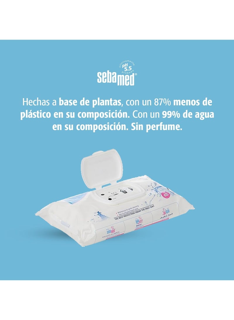 Sebamed Baby Cleansing Wet Wipes With 99% Water 60 Pieces Pack - Image 3