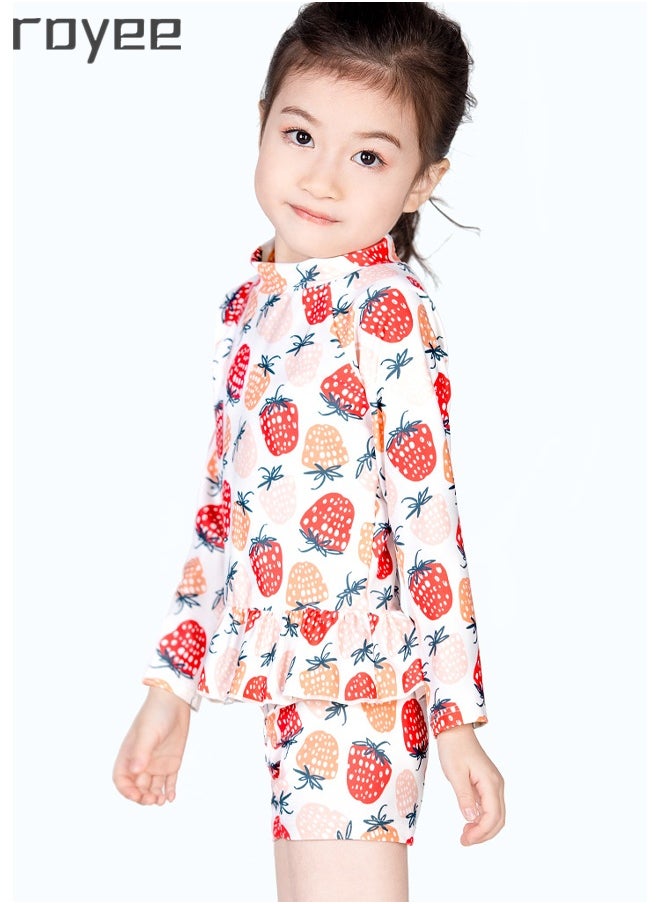 Royee Girls Strawberry Print Swimming Wear With Swim Cap Suit for Toddler/Junior/Youth Aged 2-12 Years girls，No formaldehyde,  bleach, and fluorescent agen  - Image 3