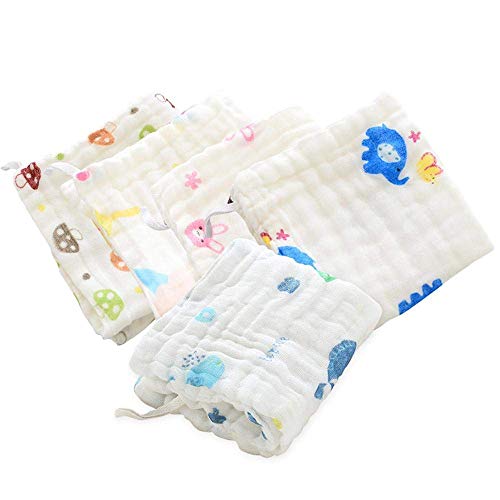 MOM'S HOME Baby Super Soft Absorbent Muslin 6 Layer wash Towel- 100X100 CM - (0-3 Years)- White & 5 Muslin Wipes - Image 5