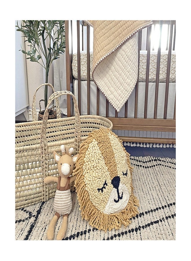 Crane Baby Safari Lion Pillow Nursery Decor, Decorative Round Animal Pillow for Nursery and Toddler Rooms, Lion, 12" x 12", Insert Included - Image 3