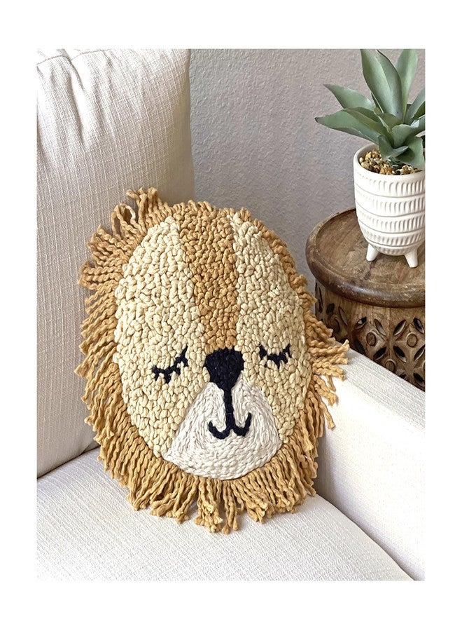 Crane Baby Safari Lion Pillow Nursery Decor, Decorative Round Animal Pillow for Nursery and Toddler Rooms, Lion, 12" x 12", Insert Included - Image 4