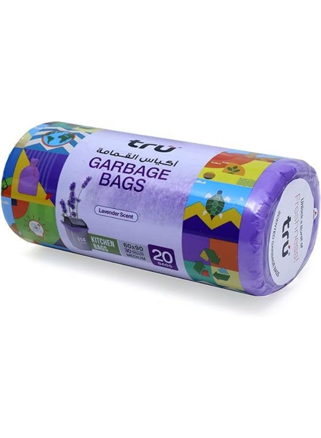 tru® Lavender Fragrance Garbage Bags 60x90cm 30 Gallon 20pc x 20 Rolls (400bags) - Image 3