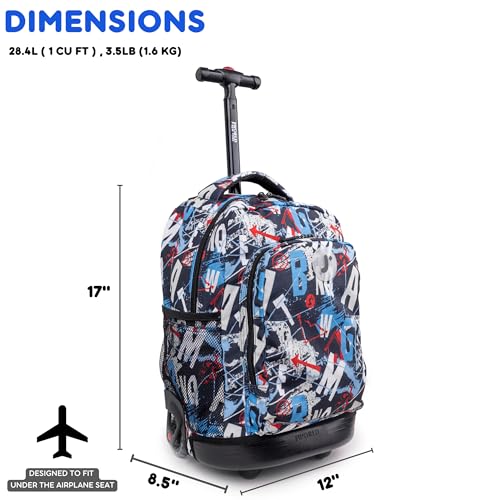 J World New York Sunny Rolling Backpack for Kids and Adults, Graffiti, 17 X 11.5X 5.5" (H X W X D)" - Image 4