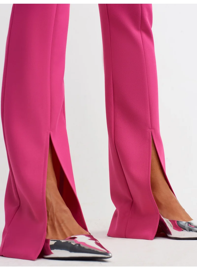 ديلفين 70318 Slit Detailed Trousers-Fuchsia
