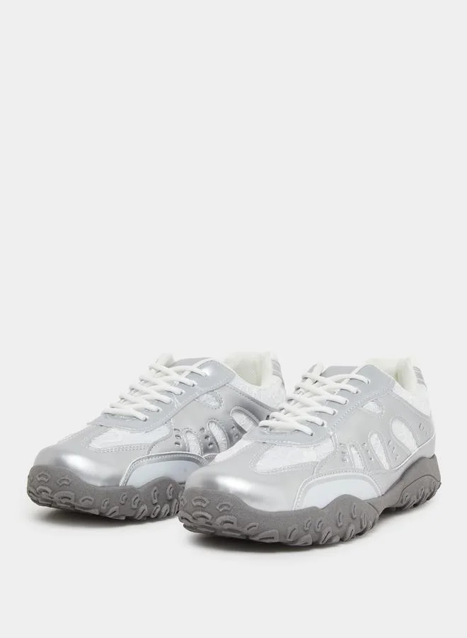 Styli Styli Metallic Spike Sole Lace Up Sneakers