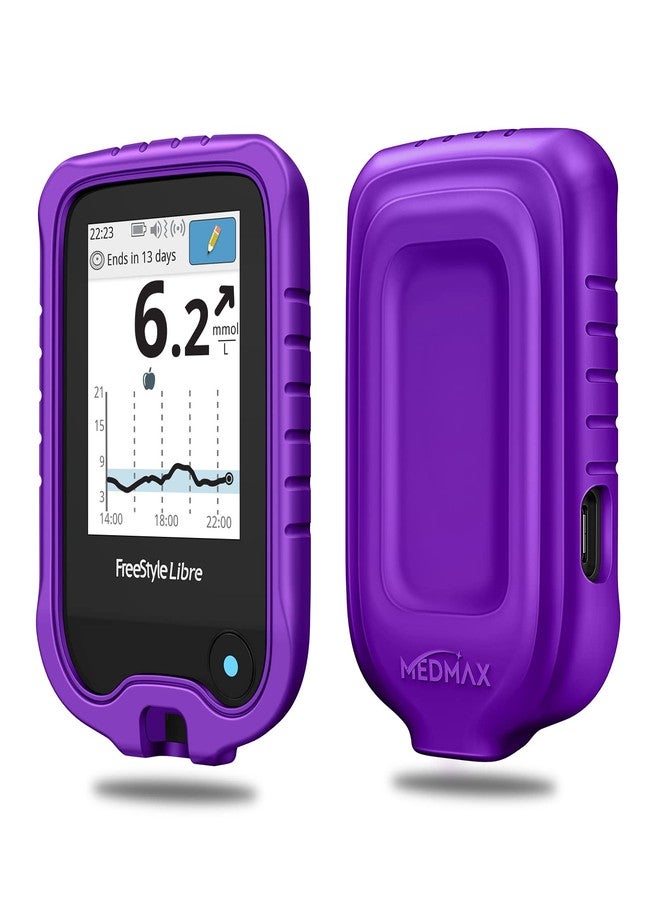 MEDMAX Silicone Case for Freestyle Libre 3 2 / Libre Reader, Lightweight Shockproof Anti Slip Protective Cover Soft Gel Skin with Raised Bezel (Purple) - Image 1