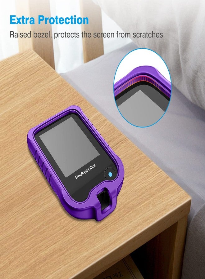 MEDMAX Silicone Case for Freestyle Libre 3 2 / Libre Reader, Lightweight Shockproof Anti Slip Protective Cover Soft Gel Skin with Raised Bezel (Purple) - Image 4