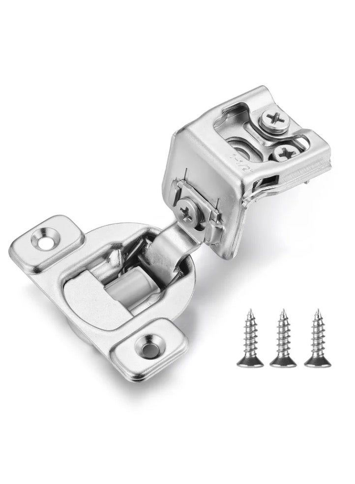 4 Pack Cabinet Door Buffer Hinges, Soft Close Cabinet Hinges, Hidden Kitchen Cabinet Hinges for Face Frame Door with Screws (American Style)  - Image 1