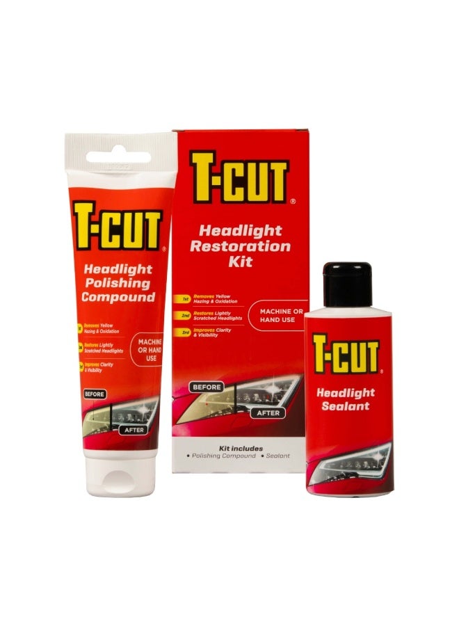 T-Cut Headlight Restoration Kit - Miraculously Revives Cloudy, Scratched, And Yellow Headlights - Image 1