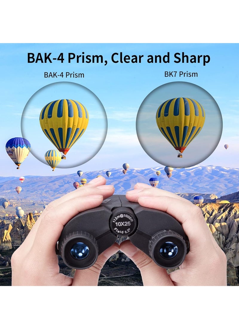 Compact 10 x 25 Binoculars with Low Light Night Vision for Bird Watching, Concerts, Hunting, and Sports Games - Suitable for Children and Adults - Image 5