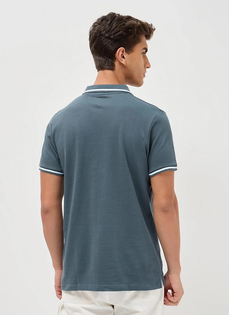 Urbano Fashion  Urbano Fashion Men's Dark Grey Solid Regular Fit Half Sleeve Cotton Polo T-Shirt for Men | Best Price UAE