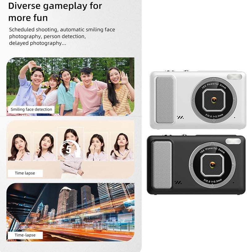 White 4K Digital Video Camera 50MP High Resolution for Clear Images On The Go Shooting - Image 3