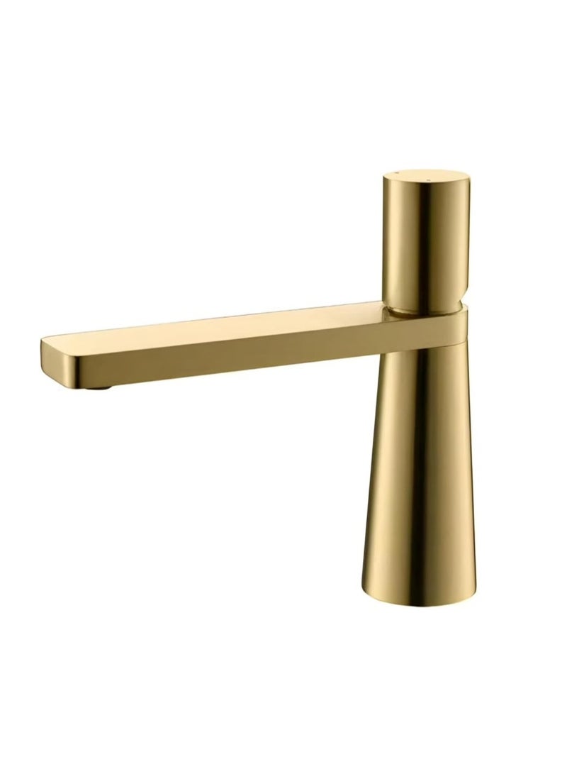 Luxury Gold Basin Faucet | Modern Single Handle Bathroom Sink Tap | Premium Brass Mixer with Sleek Matte Finish | Elegant Washroom Vanity Faucet for Hot & Cold Water | Durable & Stylish Design