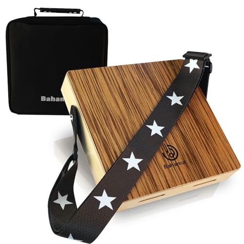 BAHAMUT Travel Cajon Drum -Zebrawood Small Portable Cajon with Strap and Bag, Rich Bass and Bright Treble Sounds, Ideal Gift Drum Box for All Skill Levels - Image 1