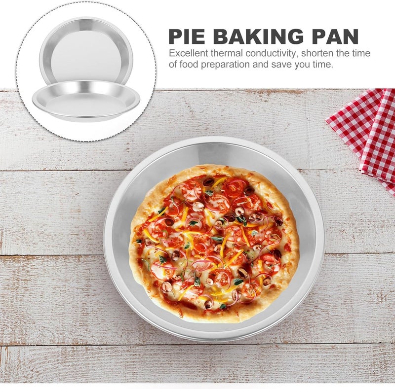 2pcs Aluminum Alloy Metal Pie Pans Pizza Baking Tray Non-stick Baking Tray Rust-resistant and Easy to Clean for Coffee Shops and Afternoon Tea Shops - Image 3