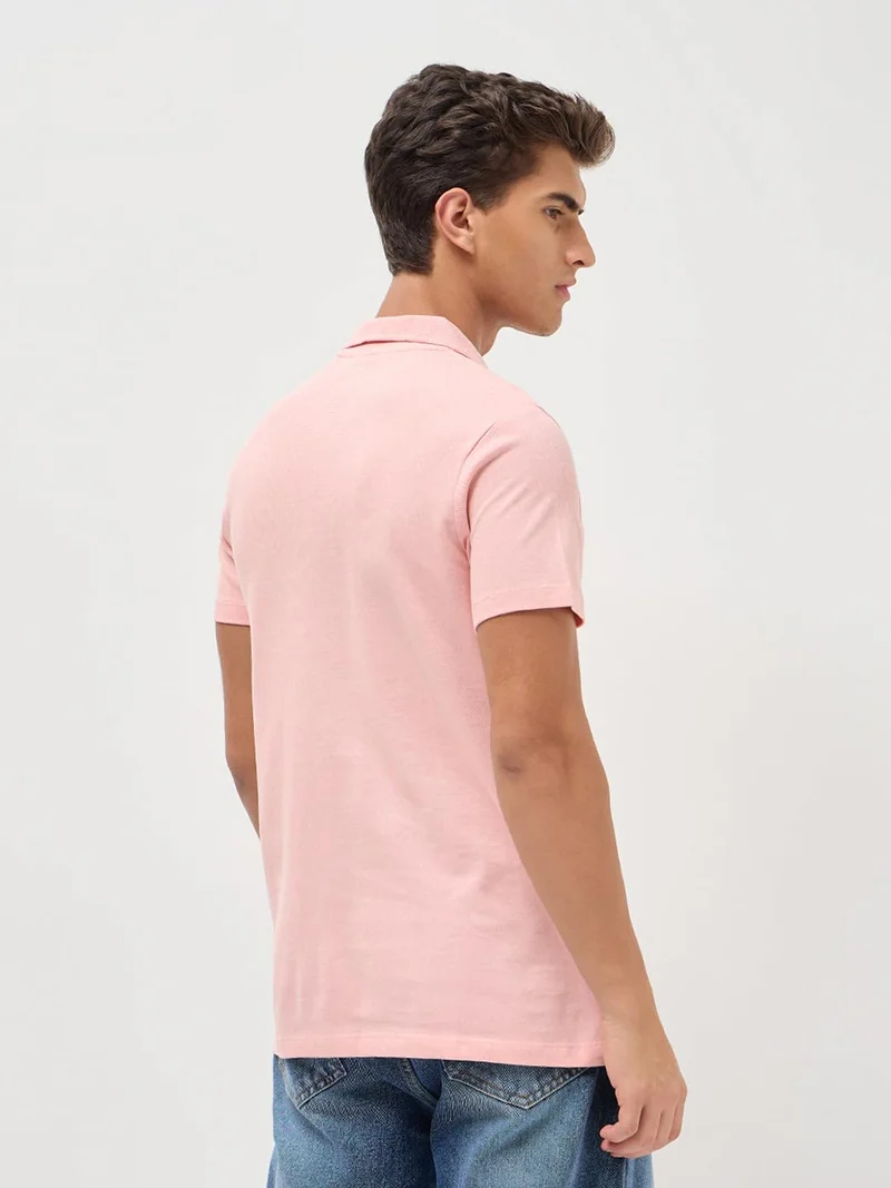 Urbano Fashion  Urbano Fashion Men's Dusty Pink Solid Regular Fit Half Sleeve Cotton Polo T-Shirt  | Best Price UAE