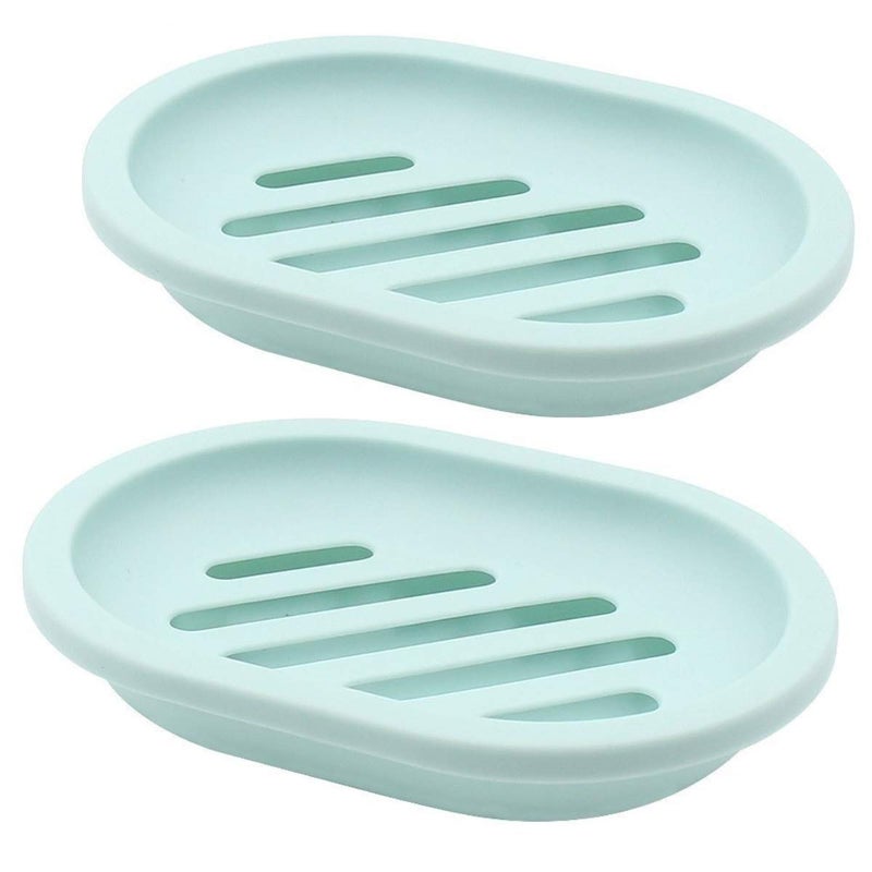 Topsky 2-Pack Soap Dish with Drain, Soap Holder, Soap Saver, Easy Cleaning, Dry, Stop Mushy Soap (Green) - Image 1