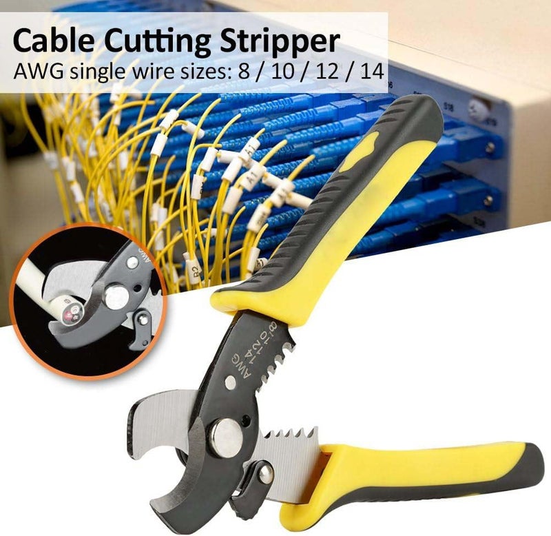 UPTODATETOOLS 2 in 1 Wire Stripper Plier Cable Cutter Cutting Scissor Stripping Pliers Cutter Multi Hand Tool - Image 2