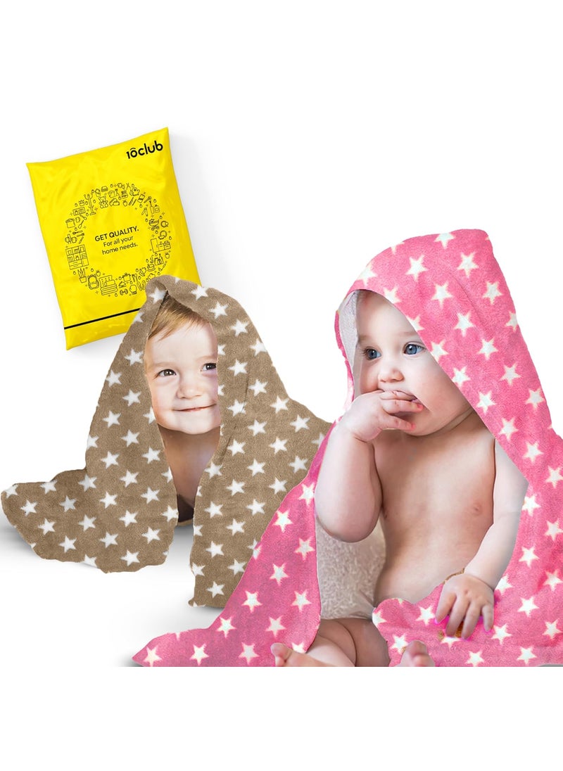 My NewBorn - MY NEWBORN by 10 CLUB Baby Blankets Newborn 0-2 years Set of 2 (Brown & Pink) | Ultrasoft Baby Blanket for Babies | Fleece | Fluffy | Baby Shower Gift - Image 1