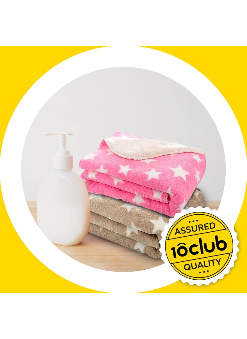 My NewBorn - MY NEWBORN by 10 CLUB Baby Blankets Newborn 0-2 years Set of 2 (Brown & Pink) | Ultrasoft Baby Blanket for Babies | Fleece | Fluffy | Baby Shower Gift - Image 1