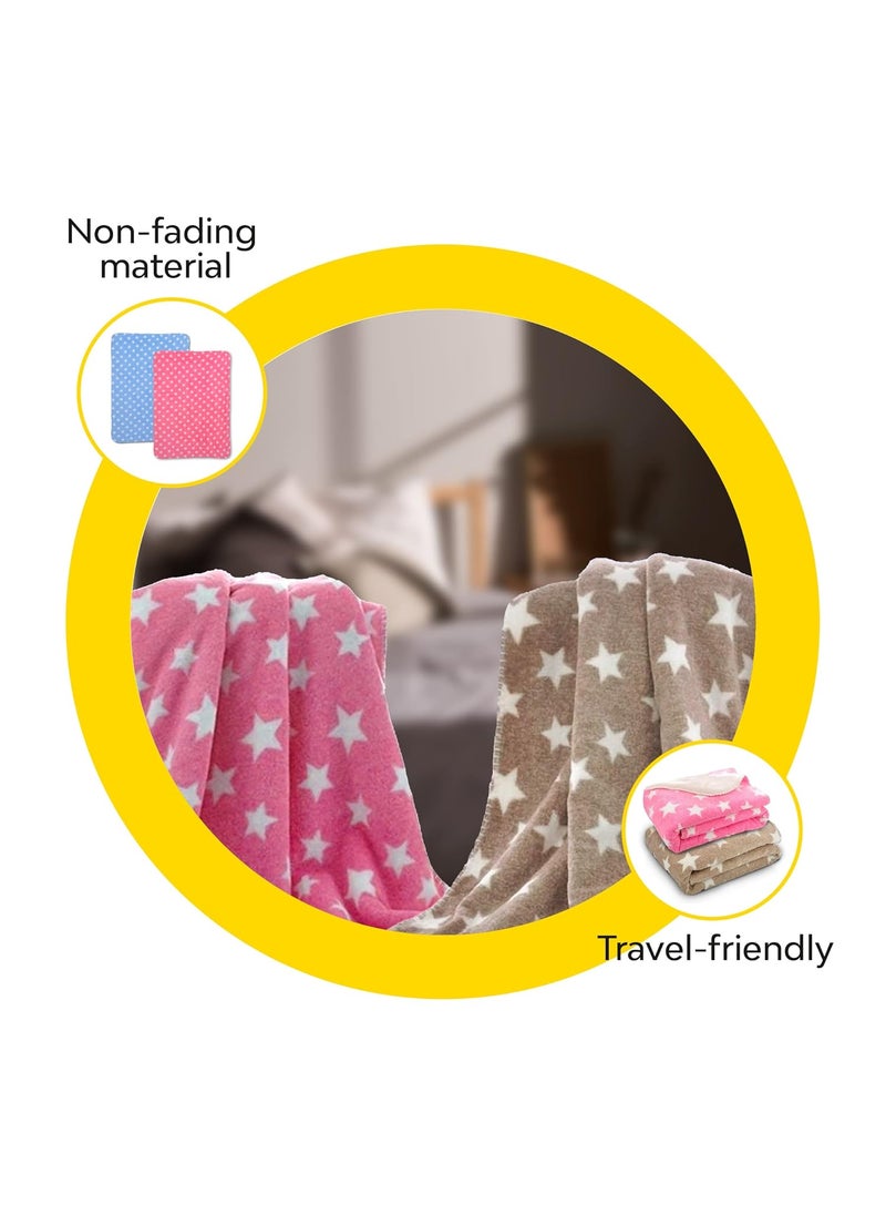 My NewBorn - MY NEWBORN by 10 CLUB Baby Blankets Newborn 0-2 years Set of 2 (Brown & Pink) | Ultrasoft Baby Blanket for Babies | Fleece | Fluffy | Baby Shower Gift - Image 1