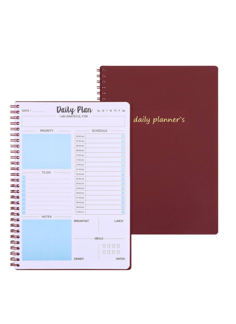 Generic Daily Planner Notebook Undated, Daily Planner, Hourly Schedule, To Do Lists, Aesthetic Spiral To do List Notepad to Easily Organize Your Tasks And Appointments, PVC Hardcover (7x10")  - Image 1