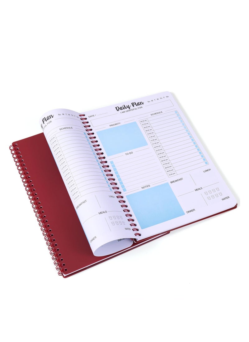 Generic - Daily Planner Notebook Undated, Daily Planner, Hourly Schedule, To Do Lists, Aesthetic Spiral To do List Notepad to Easily Organize Your Tasks And Appointments, PVC Hardcover (7x10") - Image 1