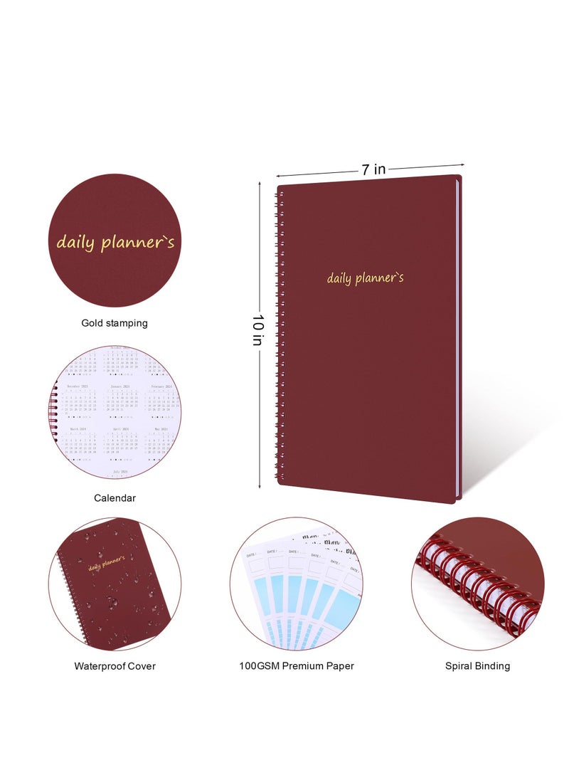 Generic Daily Planner Notebook Undated, Daily Planner, Hourly Schedule, To Do Lists, Aesthetic Spiral To do List Notepad to Easily Organize Your Tasks And Appointments, PVC Hardcover (7x10")  - Image 2