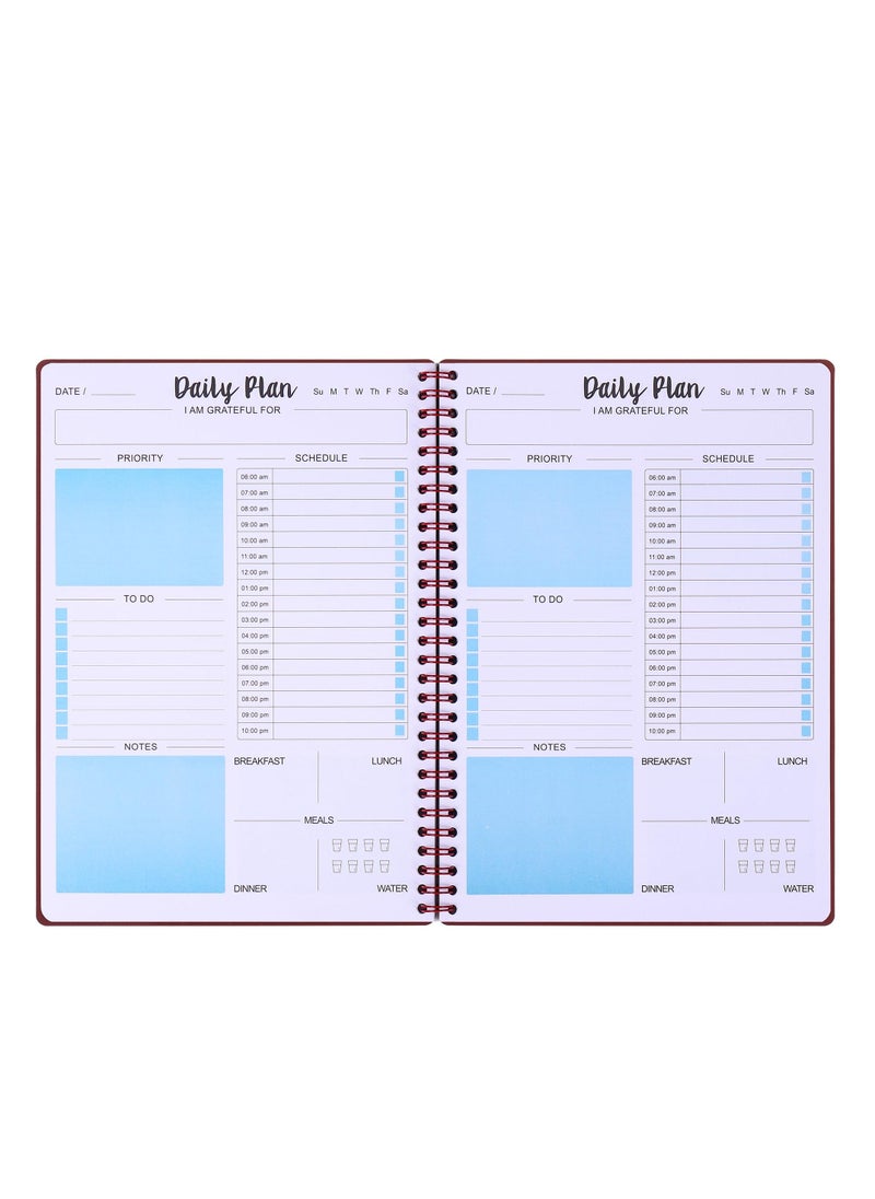 Generic Daily Planner Notebook Undated, Daily Planner, Hourly Schedule, To Do Lists, Aesthetic Spiral To do List Notepad to Easily Organize Your Tasks And Appointments, PVC Hardcover (7x10")  - Image 5