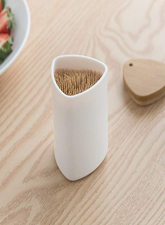 YUDONG Plastic Toothpick Holder,Toothpicks holder with Bamboo Lid Simple Desktop Toothpicks Dispenser Jar Box for Home Restaurant Hotel - Image 3